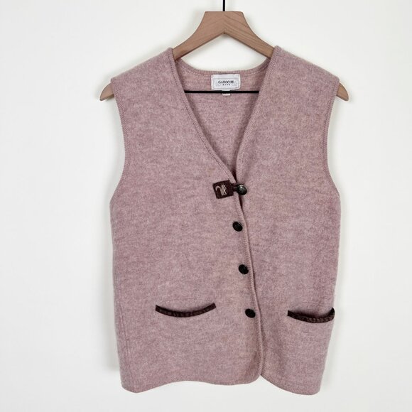 Vintage Wool Vest Cardigan Embroidered Squirrel Oversized Whimsical Rustic 90s - Picture 2 of 9